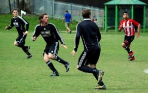 James Cook playing football for Packhorse FC