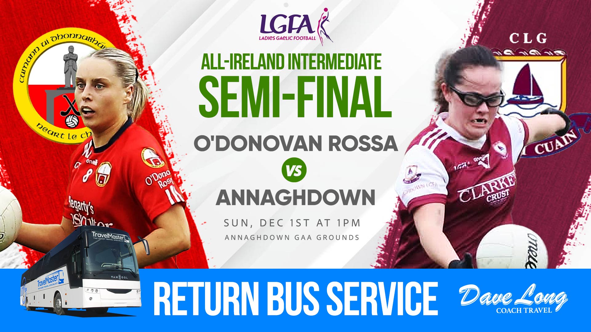 Bus to Ladies AllIreland Intermediate Semi Final Sun 01 Dec 2024